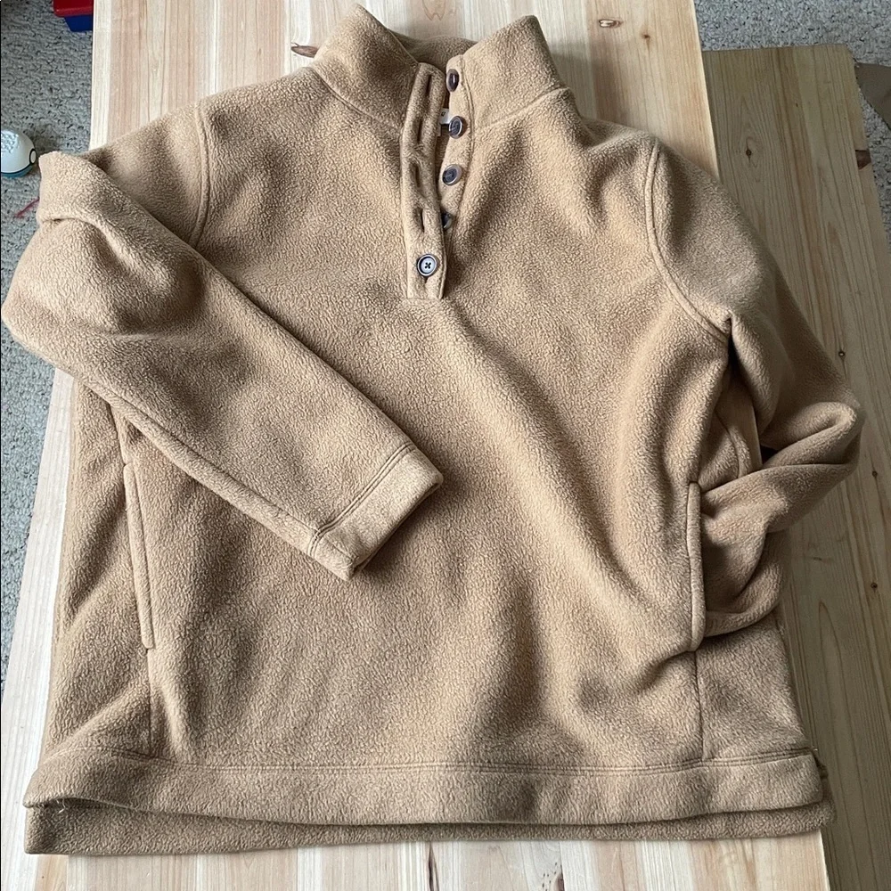 J. Crew Camel Fleece Sherpa Button-Up Pop Over Sweater